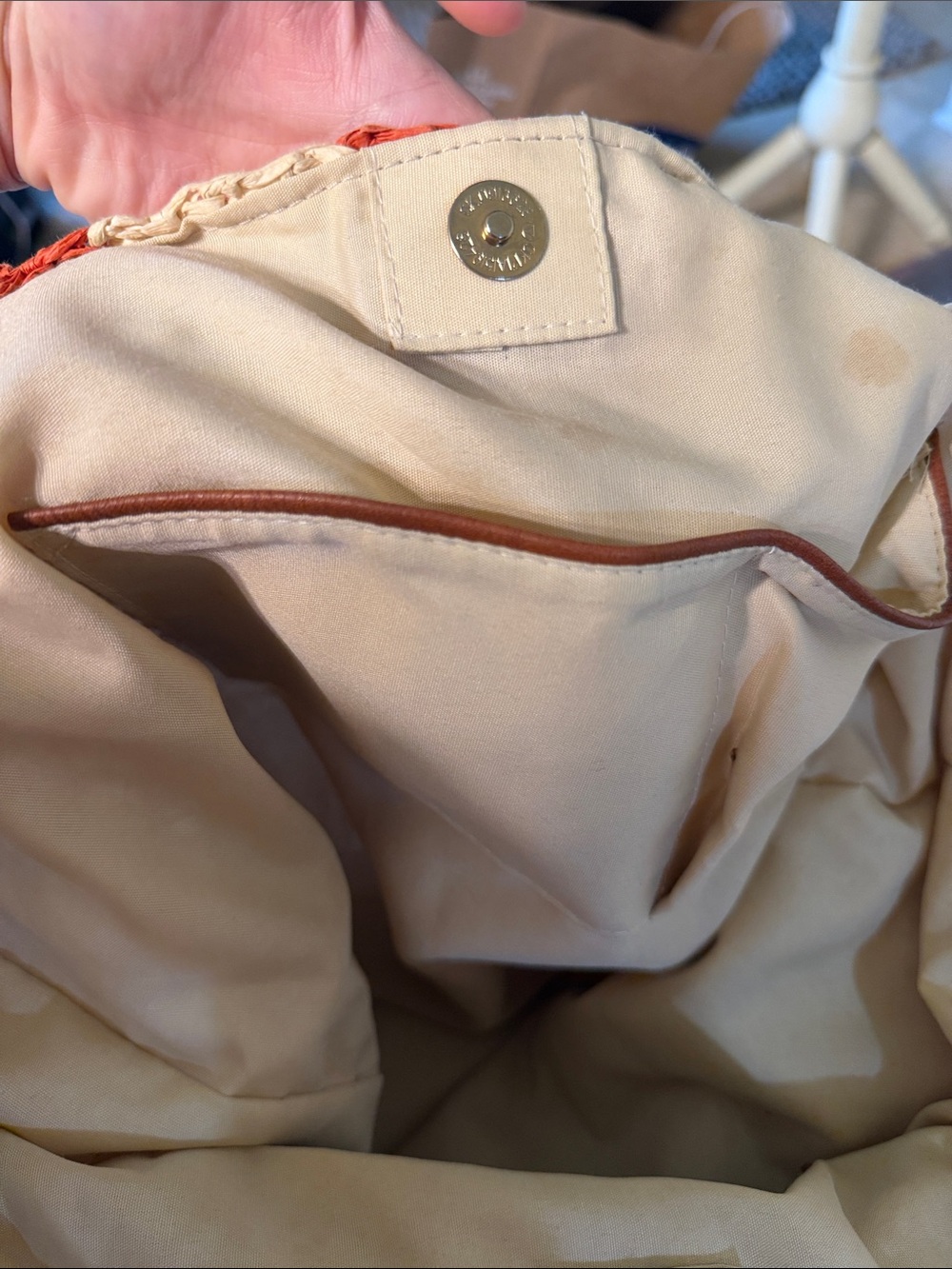 Sole Society Striped Raffia Tote - Cream & Rust Brown - Picture 5 of 6